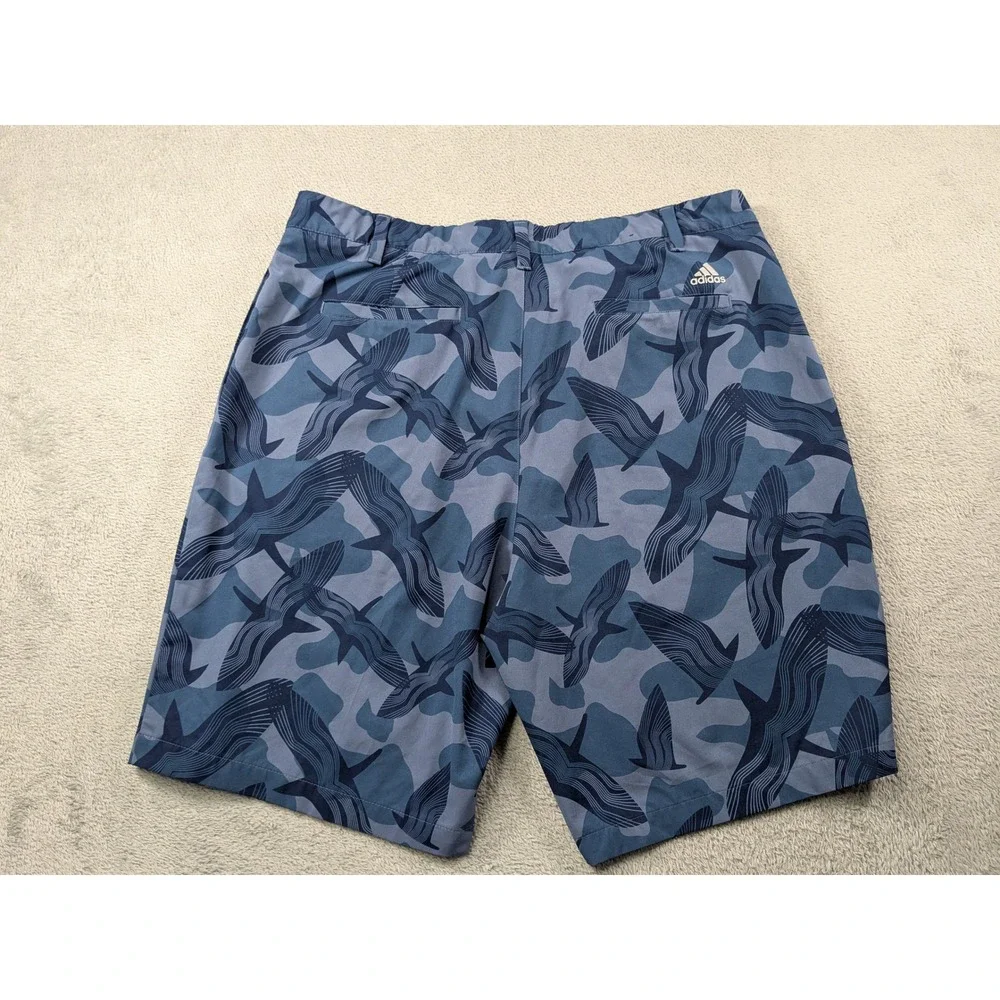 Adidas Golf Shorts Mens 38 Blue Whale Camo Performance Stretch Flat Front 9 Ins - Picture 3 of 14